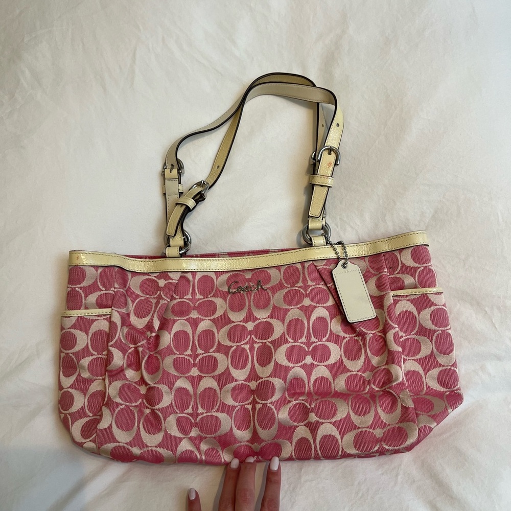 Pink coach tote bag